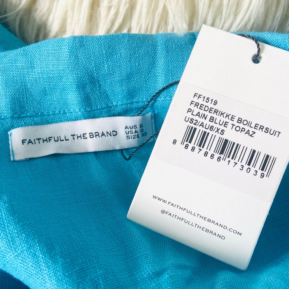 Faithful The Brand Size XS /6 Frederikke Boilersuit in Plain Blue Topaz Jumpsuit - Picture 7 of 10